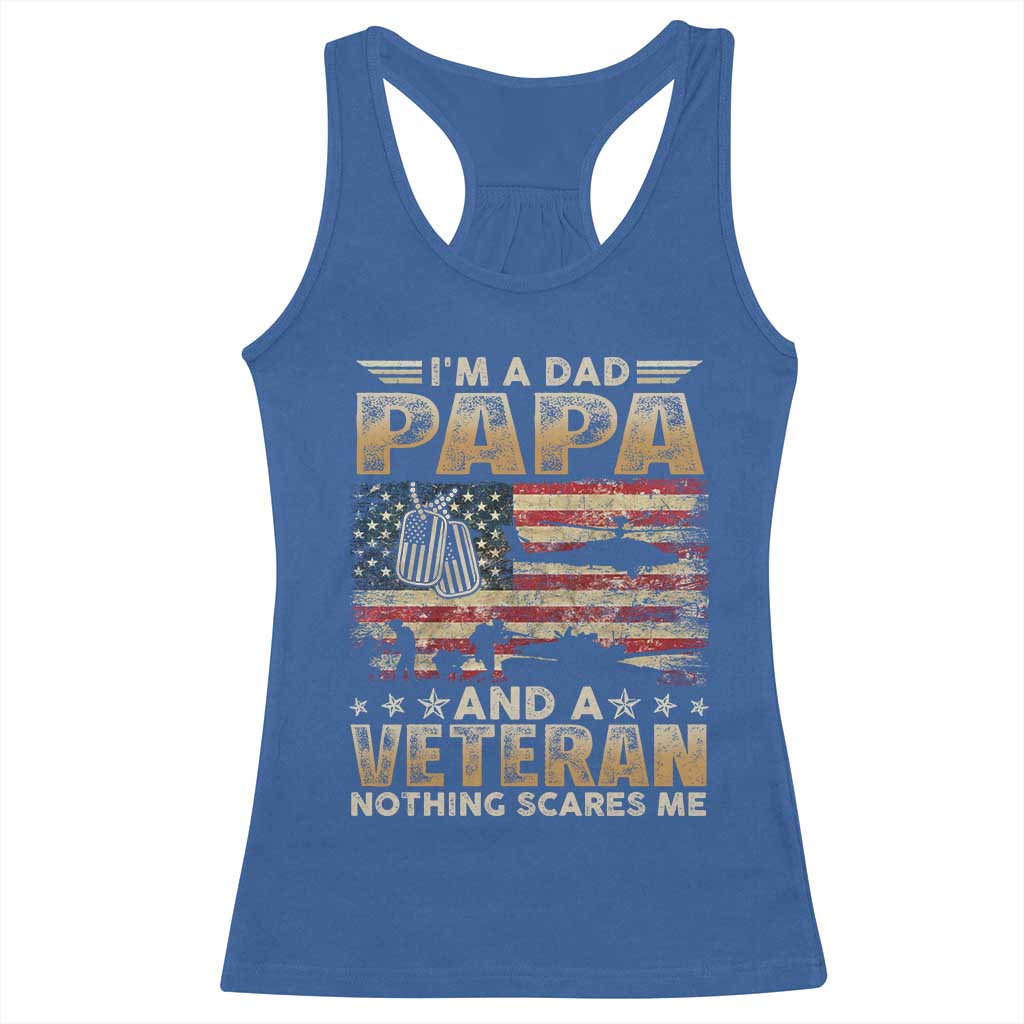 Funny Veteran Dad Racerback Tank Top Funny Military Veteran USA Flag TS10 Royal Blue Print Your Wear