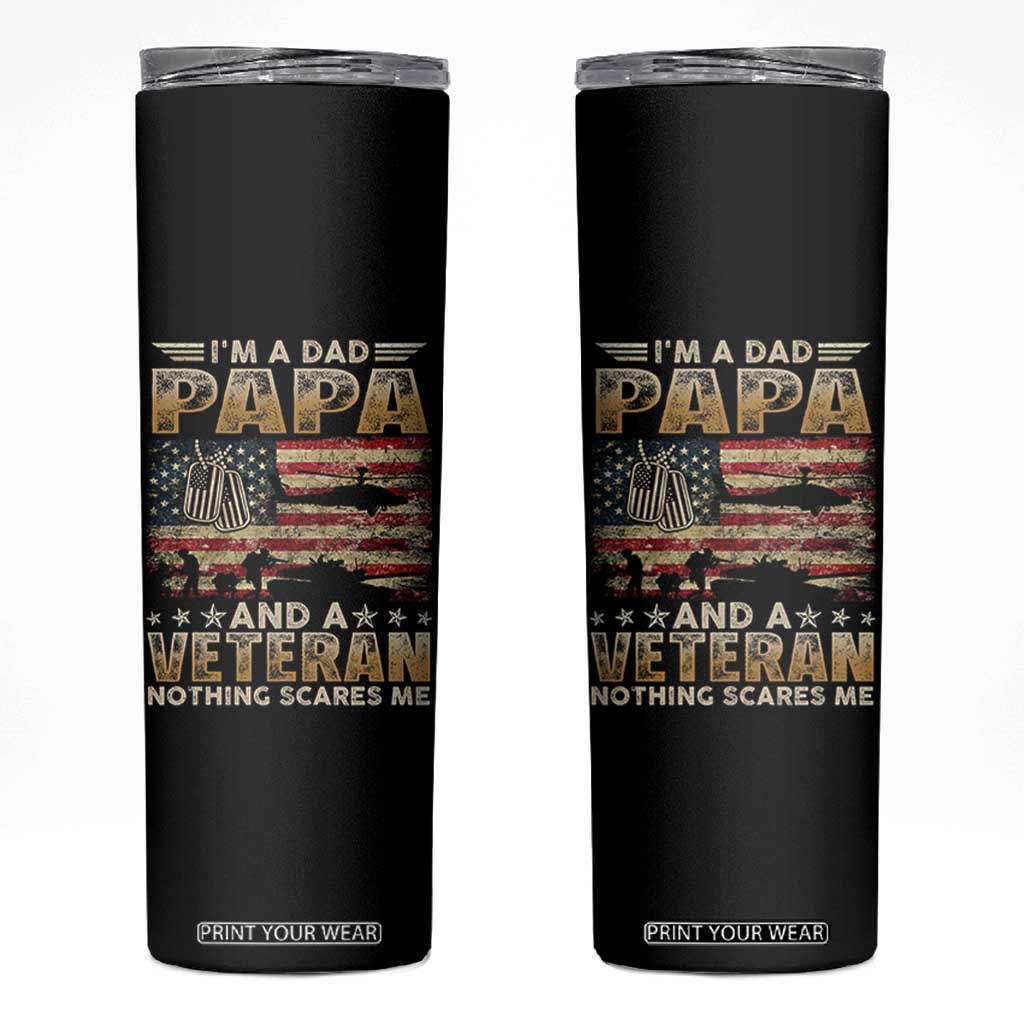 Funny Veteran Dad Skinny Tumbler Funny Military Veteran USA Flag TS10 Black Print Your Wear