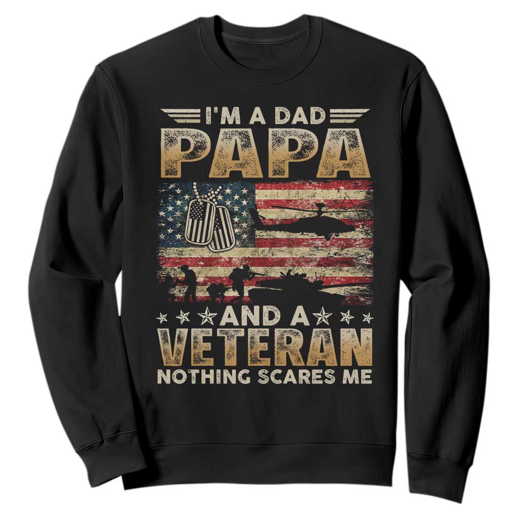 Funny Veteran Dad Sweatshirt Funny Military Veteran USA Flag TS10 Black Print Your Wear