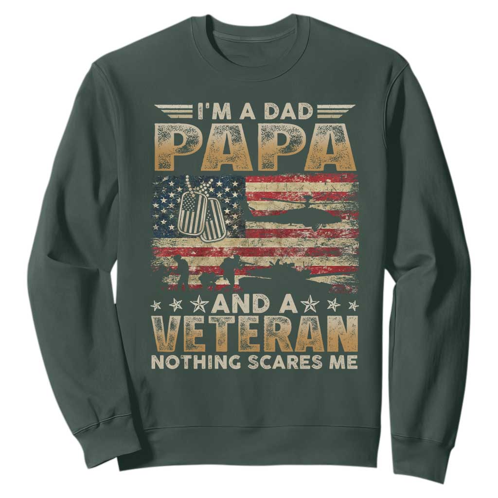 Funny Veteran Dad Sweatshirt Funny Military Veteran USA Flag TS10 Dark Forest Green Print Your Wear