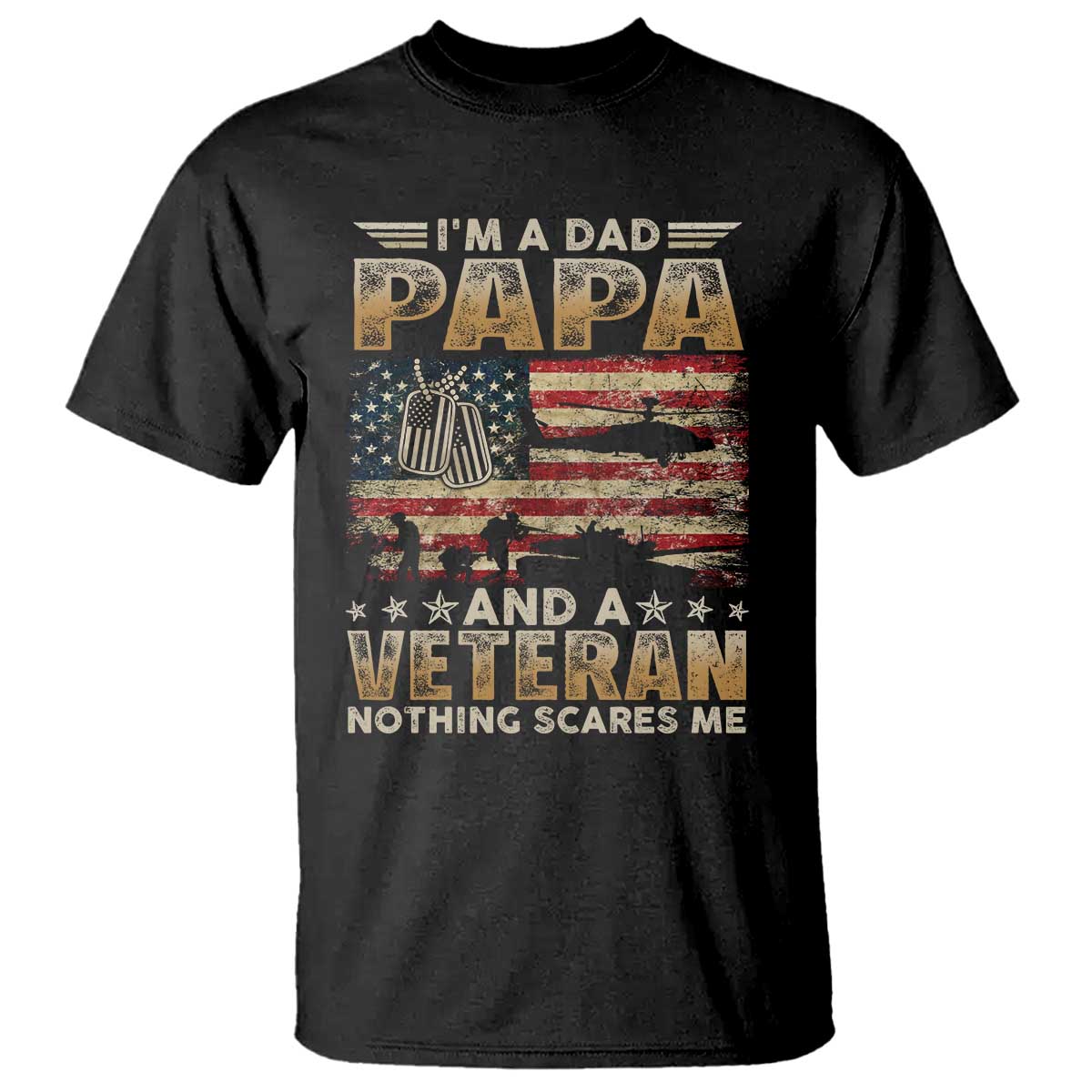 Funny Veteran Dad T Shirt Funny Military Veteran USA Flag TS10 Black Print Your Wear