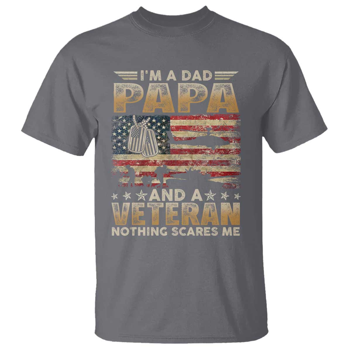 Funny Veteran Dad T Shirt Funny Military Veteran USA Flag TS10 Charcoal Print Your Wear