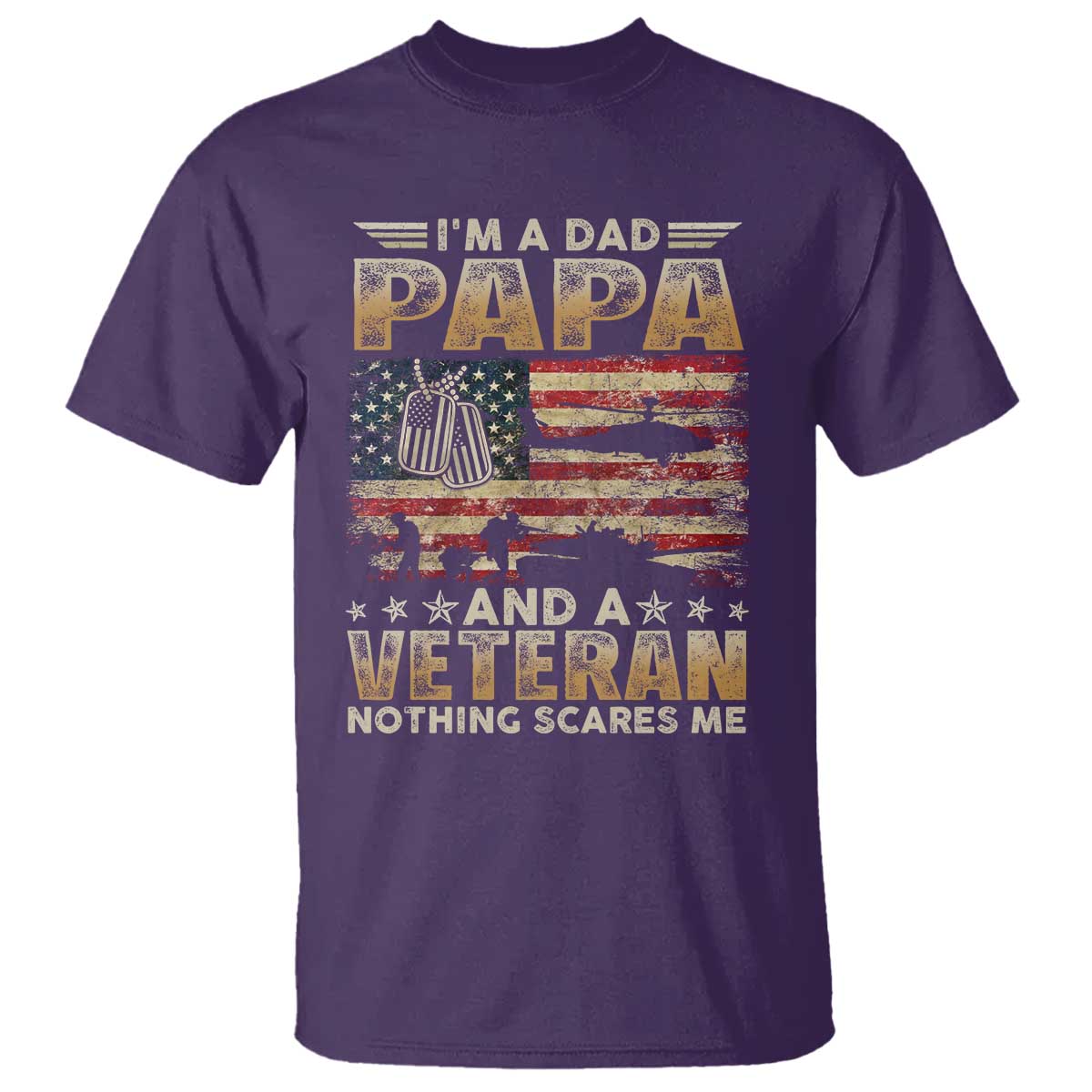 Funny Veteran Dad T Shirt Funny Military Veteran USA Flag TS10 Purple Print Your Wear