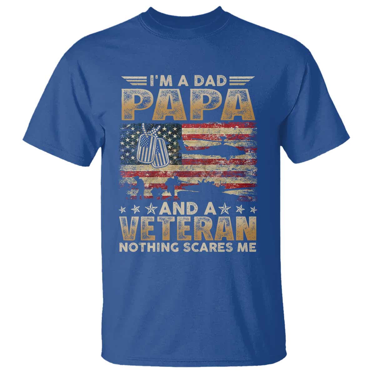 Funny Veteran Dad T Shirt Funny Military Veteran USA Flag TS10 Royal Blue Print Your Wear