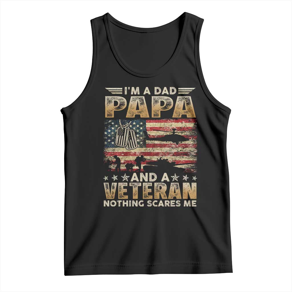 Funny Veteran Dad Tank Top Funny Military Veteran USA Flag TS10 Black Print Your Wear