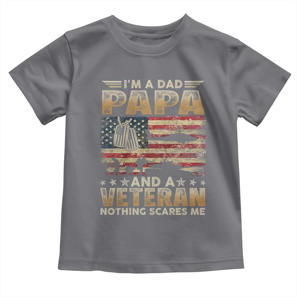 Funny Veteran Dad Toddler T Shirt Funny Military Veteran USA Flag TS10 Charcoal Print Your Wear