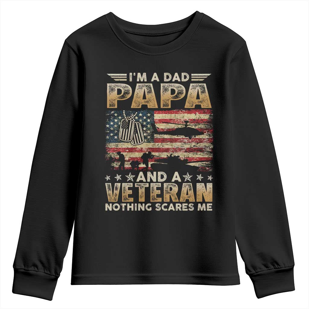 Funny Veteran Dad Youth Sweatshirt Funny Military Veteran USA Flag TS10 Black Print Your Wear