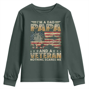 Funny Veteran Dad Youth Sweatshirt Funny Military Veteran USA Flag TS10 Dark Forest Green Print Your Wear