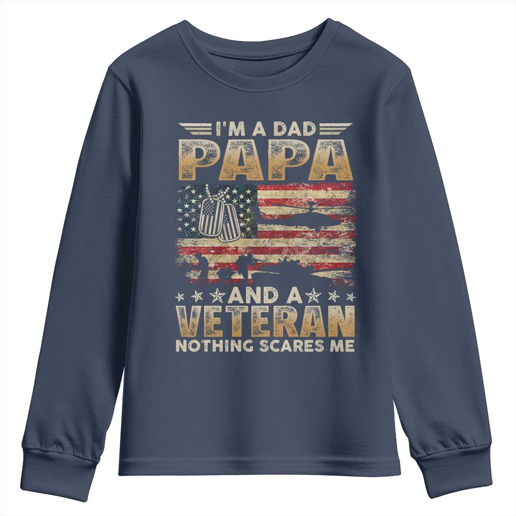 Funny Veteran Dad Youth Sweatshirt Funny Military Veteran USA Flag TS10 Navy Print Your Wear