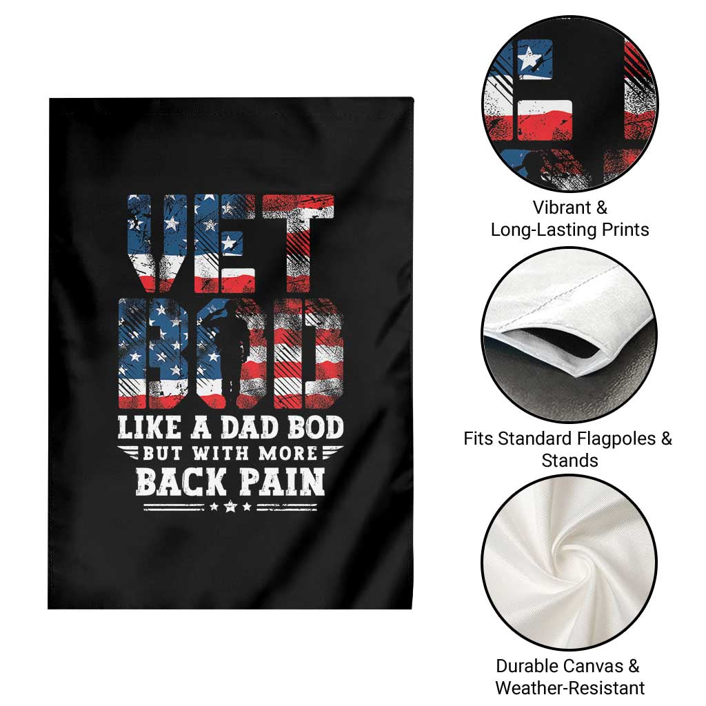 Vet Bod Garden Flag Funny Military Veteran Dad Bod American Flag TS10 Print Your Wear