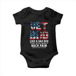 Vet Bod Baby Onesie Funny Military Veteran Dad Bod American Flag TS10 Black Print Your Wear