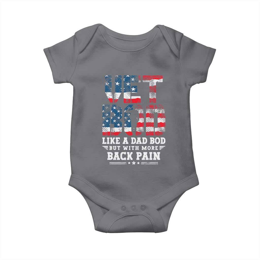 Vet Bod Baby Onesie Funny Military Veteran Dad Bod American Flag TS10 Charcoal Print Your Wear
