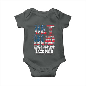 Vet Bod Baby Onesie Funny Military Veteran Dad Bod American Flag TS10 Dark Heather Print Your Wear