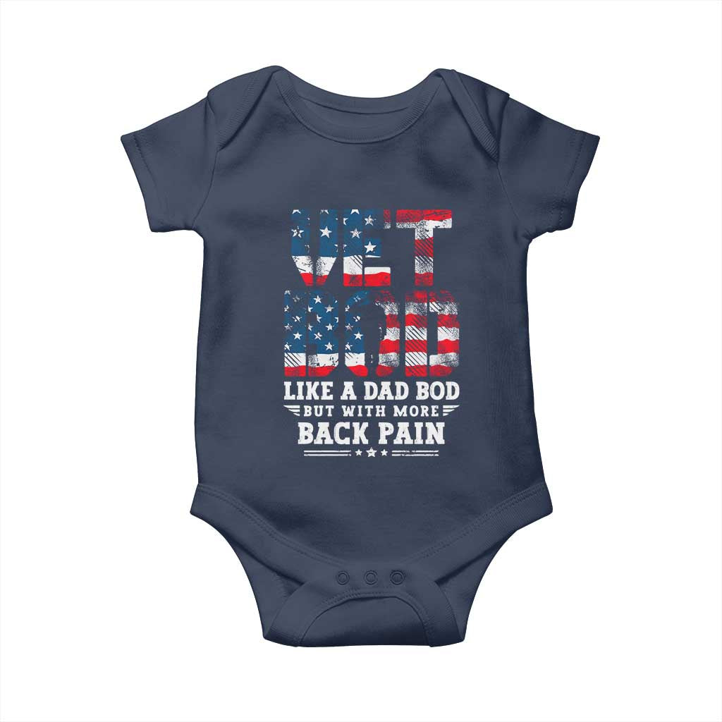 Vet Bod Baby Onesie Funny Military Veteran Dad Bod American Flag TS10 Navy Print Your Wear
