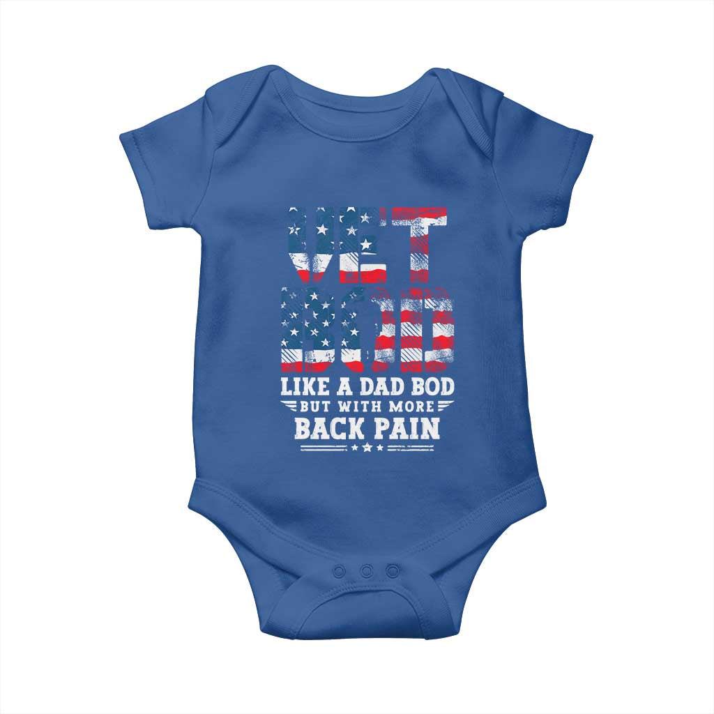 Vet Bod Baby Onesie Funny Military Veteran Dad Bod American Flag TS10 Royal Blue Print Your Wear