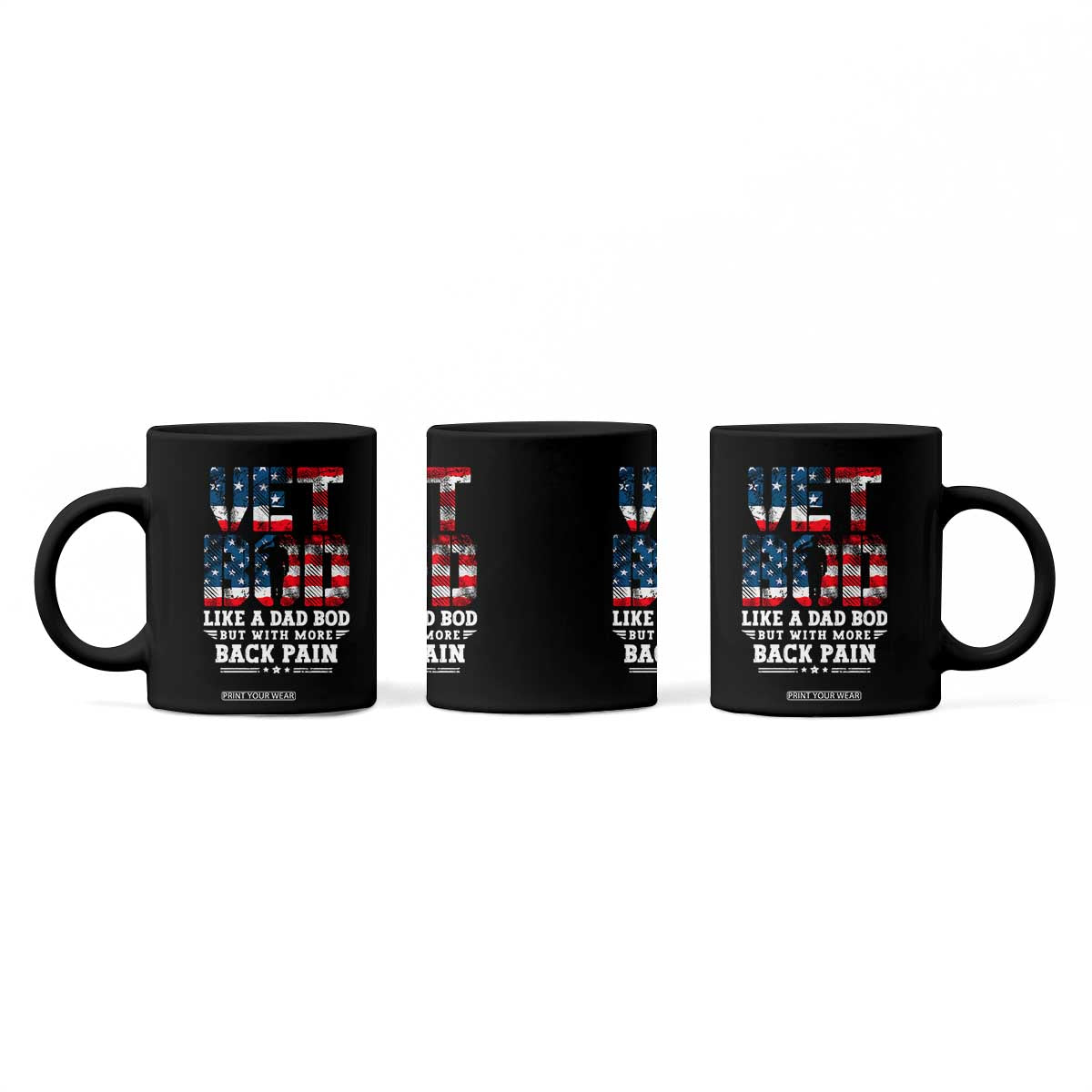 Vet Bod Coffee Mug Funny Military Veteran Dad Bod American Flag TS10 Print Your Wear
