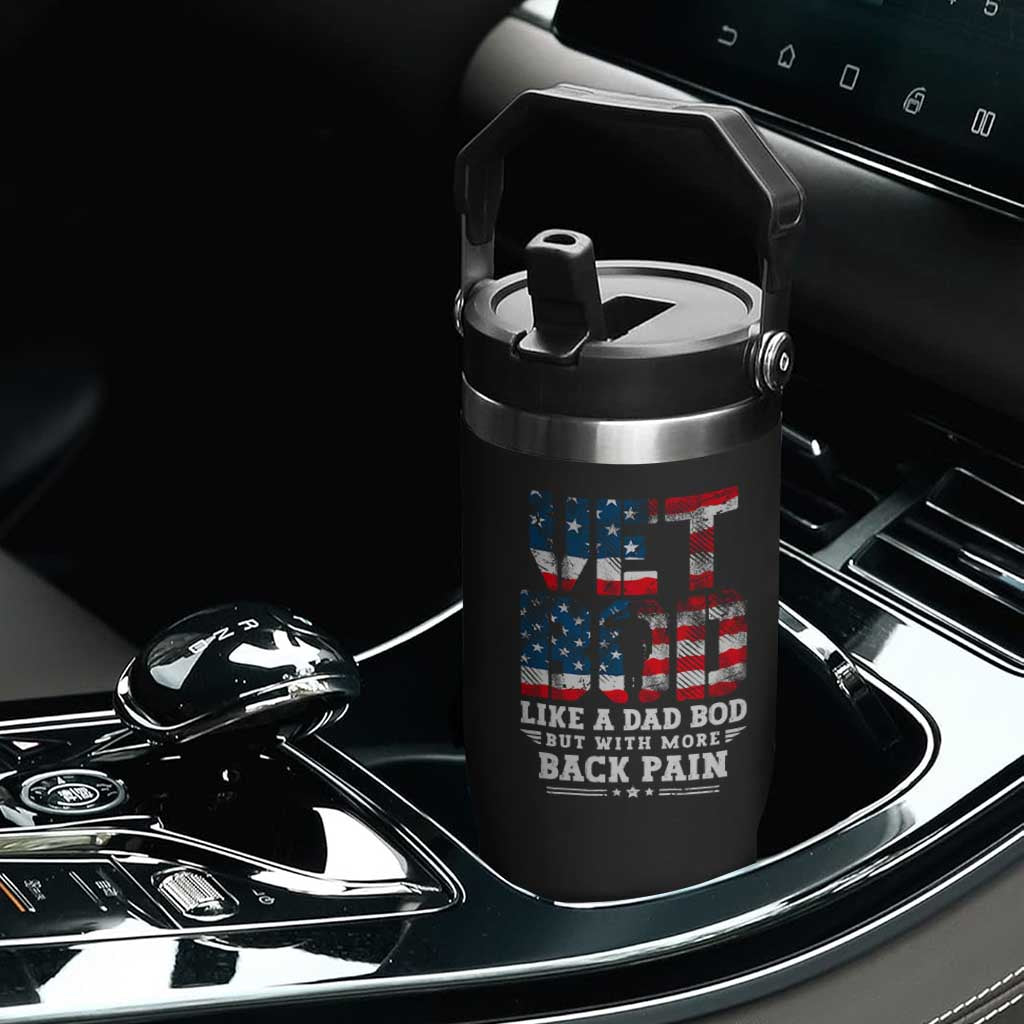 Vet Bod Flip Straw Tumbler Funny Military Veteran Dad Bod American Flag TS10 Print Your Wear