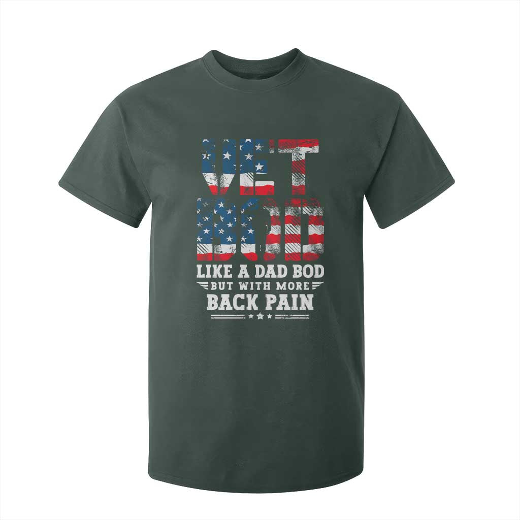 Vet Bod T Shirt For Kid Funny Military Veteran Dad Bod American Flag TS10 Dark Forest Green Print Your Wear