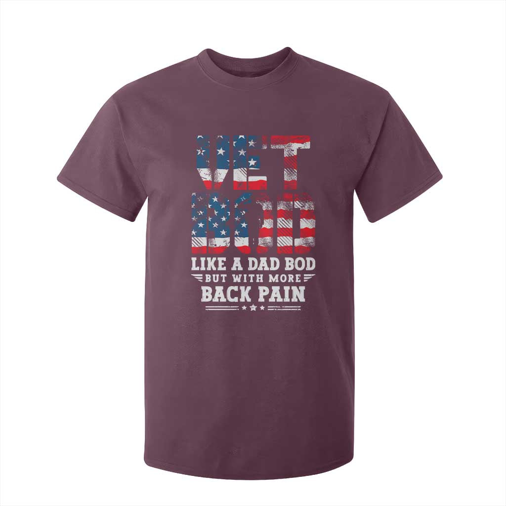 Vet Bod T Shirt For Kid Funny Military Veteran Dad Bod American Flag TS10 Maroon Print Your Wear