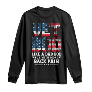 Vet Bod Long Sleeve Shirt Funny Military Veteran Dad Bod American Flag TS10 Black Print Your Wear