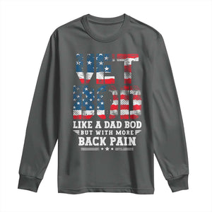 Vet Bod Long Sleeve Shirt Funny Military Veteran Dad Bod American Flag TS10 Dark Heather Print Your Wear