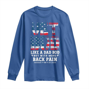 Vet Bod Long Sleeve Shirt Funny Military Veteran Dad Bod American Flag TS10 Royal Blue Print Your Wear