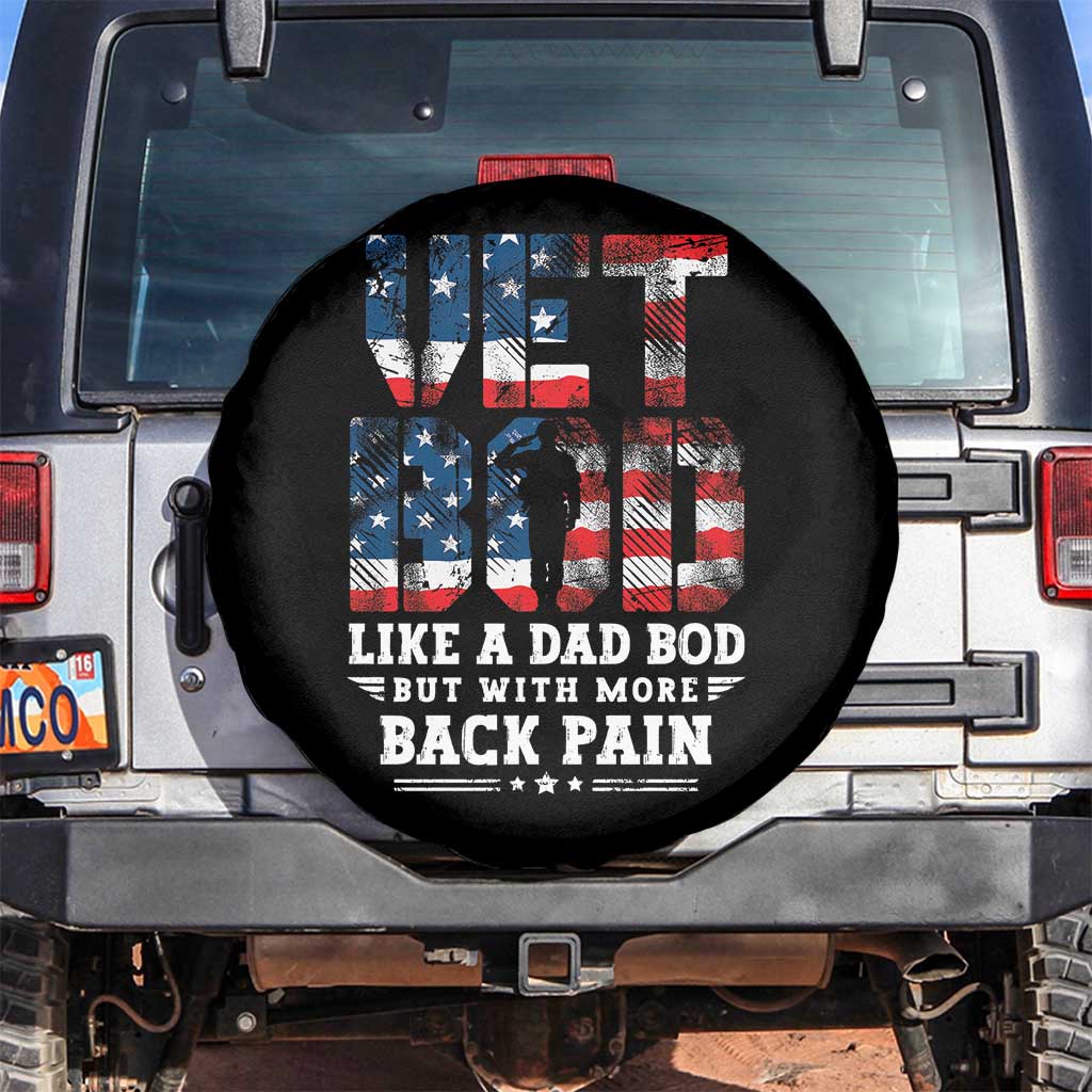 Vet Bod Spare Tire Cover Funny Military Veteran Dad Bod American Flag TS10 No hole Black Print Your Wear