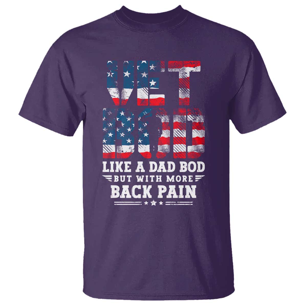 Vet Bod T Shirt Funny Military Veteran Dad Bod American Flag TS10 Purple Print Your Wear
