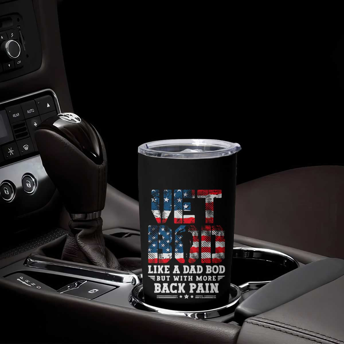 Vet Bod Tumbler Cup Funny Military Veteran Dad Bod American Flag TS10 Print Your Wear