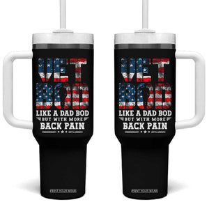 Vet Bod Tumbler With Handle Funny Military Veteran Dad Bod American Flag TS10 One Size: 40 oz Black Print Your Wear