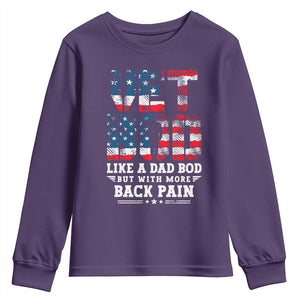 Vet Bod Youth Sweatshirt Funny Military Veteran Dad Bod American Flag TS10 Purple Print Your Wear