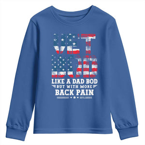 Vet Bod Youth Sweatshirt Funny Military Veteran Dad Bod American Flag TS10 Royal Blue Print Your Wear