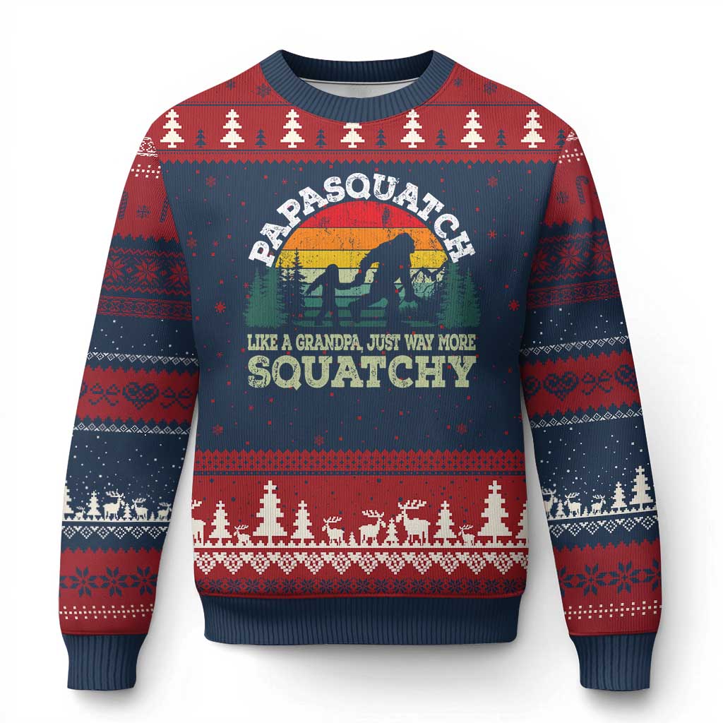Grandpa Bigfoot Ugly Christmas Sweater Retro Sasquatch Funny TS10 Navy Red Print Your Wear
