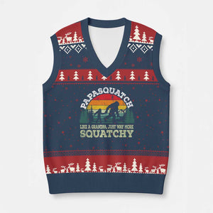Grandpa Bigfoot V-Neck Knit Sweater Vest Retro Sasquatch Funny TS10 Navy Red Print Your Wear