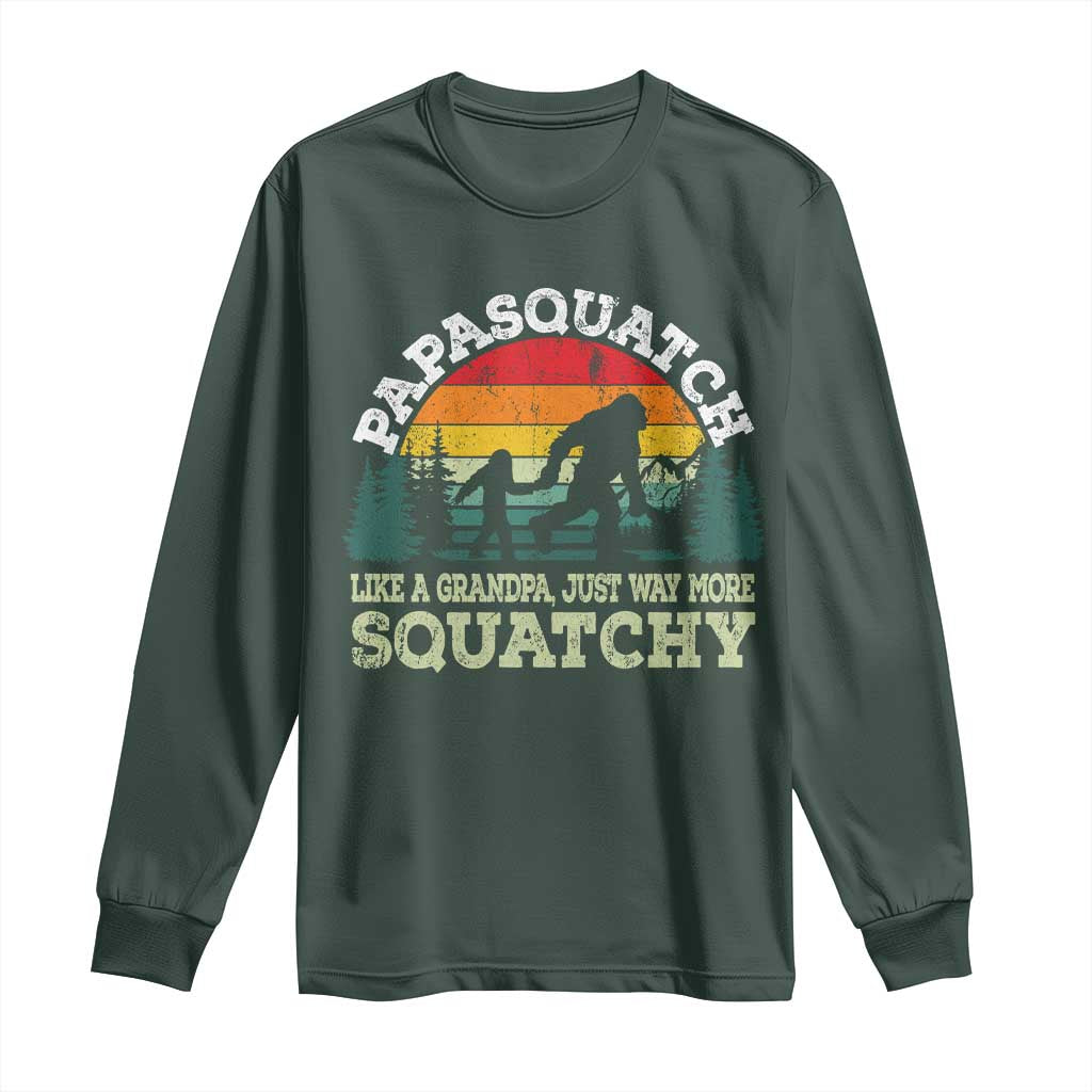 Grandpa Bigfoot Long Sleeve Shirt Retro Sasquatch Funny TS10 Dark Forest Green Print Your Wear