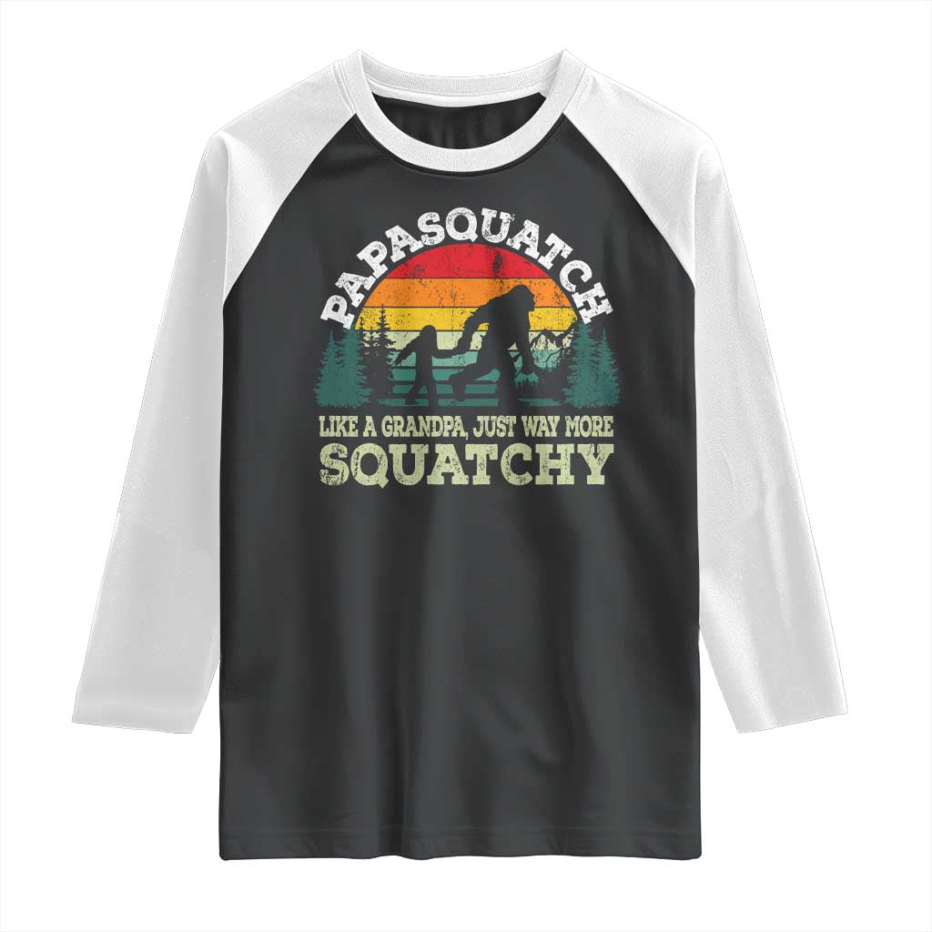Grandpa Bigfoot Raglan Shirt Retro Sasquatch Funny TS10 Black White Print Your Wear