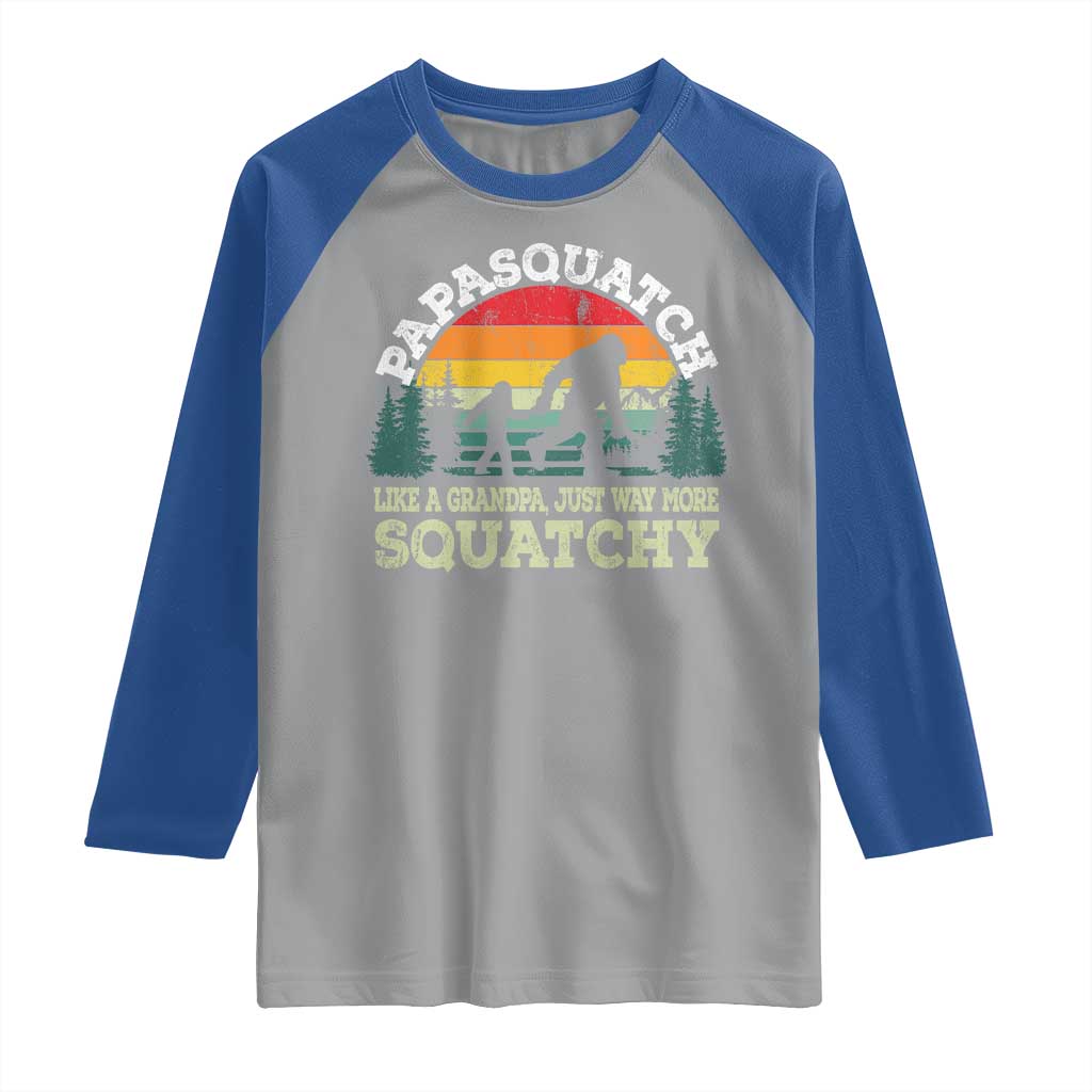 Grandpa Bigfoot Raglan Shirt Retro Sasquatch Funny TS10 Sport Gray Royal Print Your Wear