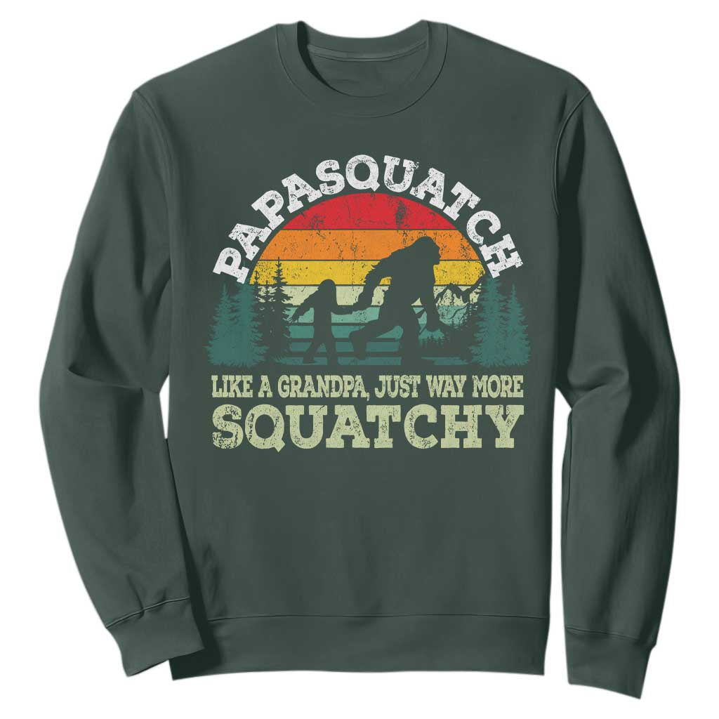 Grandpa Bigfoot Sweatshirt Retro Sasquatch Funny TS10 Dark Forest Green Print Your Wear