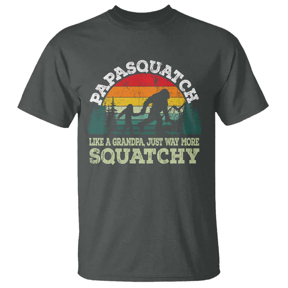 Grandpa Bigfoot T Shirt Retro Sasquatch Funny TS10 Dark Heather Print Your Wear