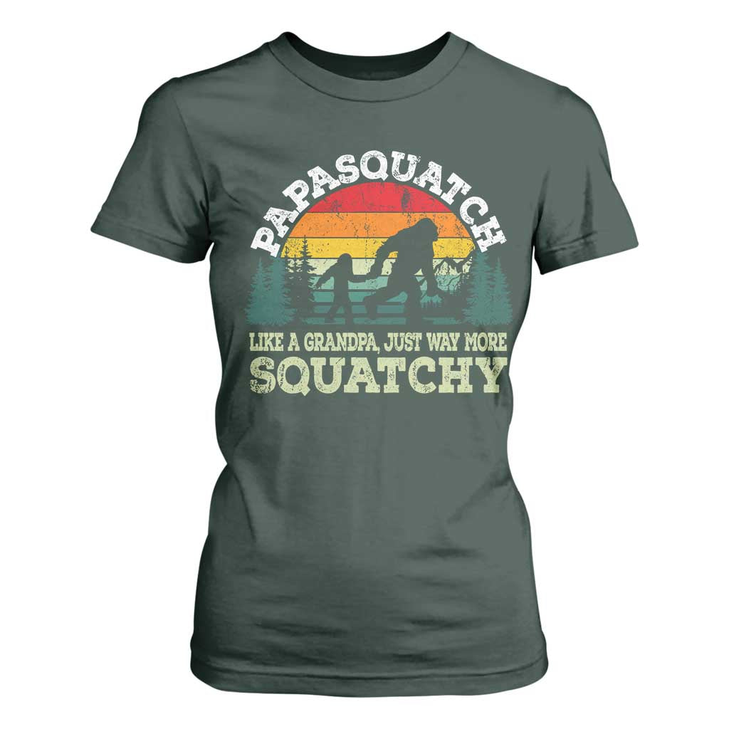 Grandpa Bigfoot T Shirt For Women Retro Sasquatch Funny TS10 Dark Forest Green Print Your Wear