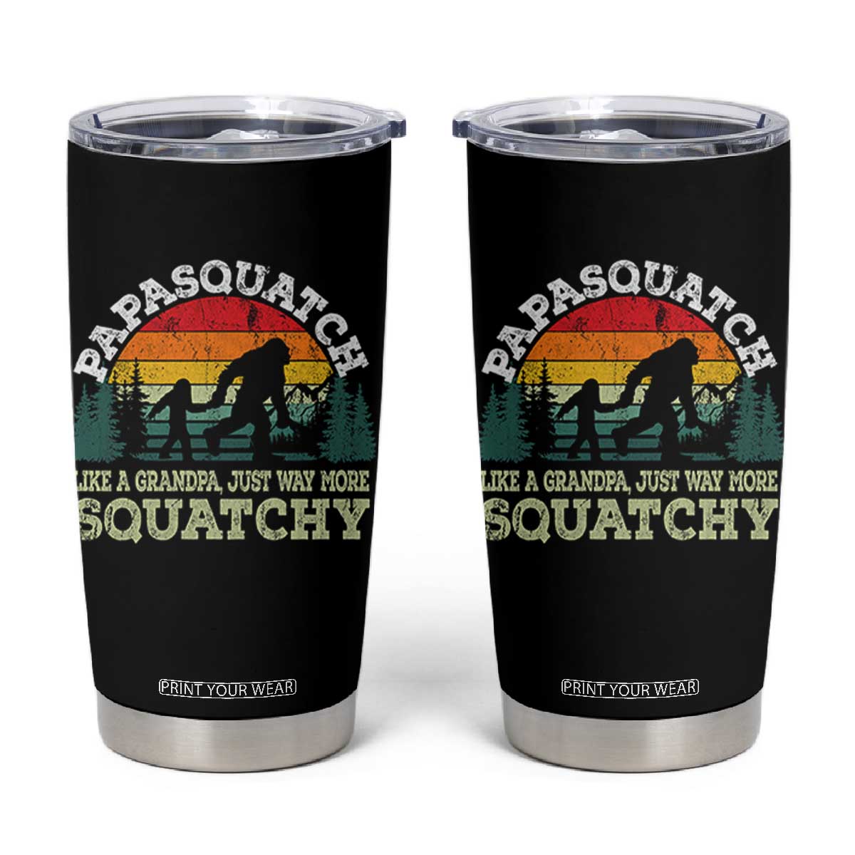 Grandpa Bigfoot Tumbler Cup Retro Sasquatch Funny TS10 Black Print Your Wear