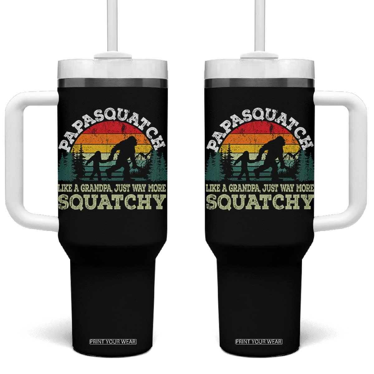 Grandpa Bigfoot Tumbler With Handle Retro Sasquatch Funny TS10 One Size: 40 oz Black Print Your Wear