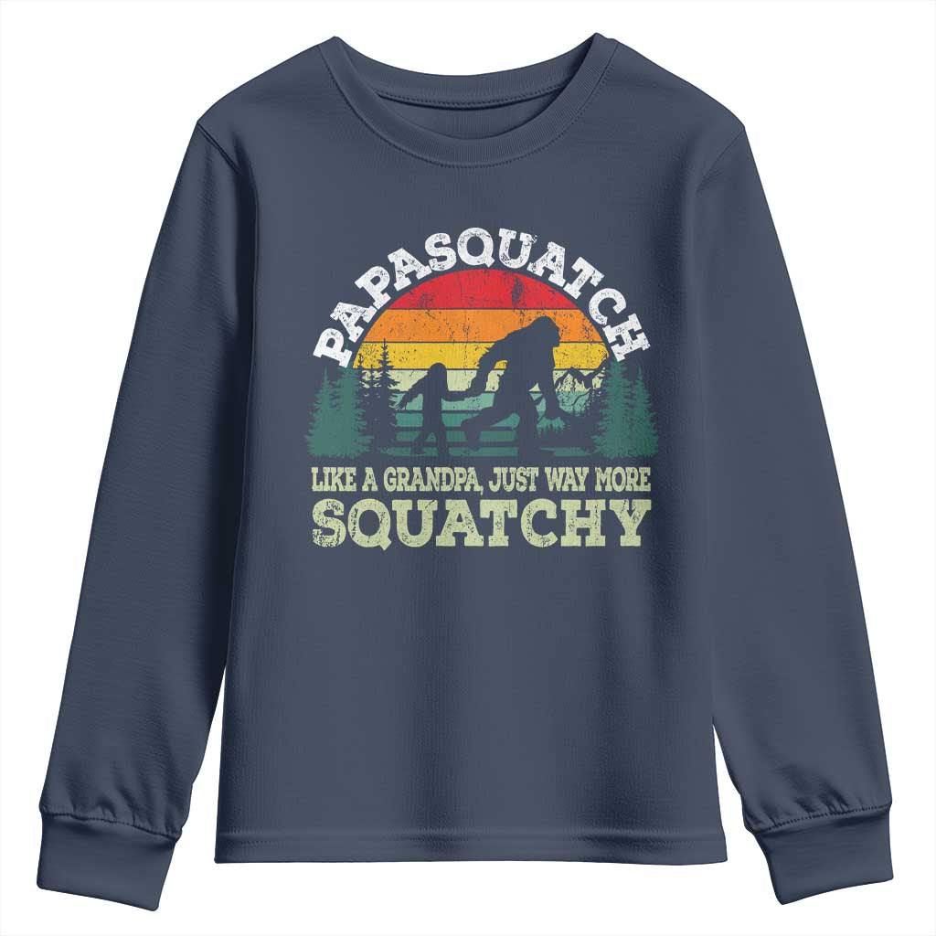 Grandpa Bigfoot Youth Sweatshirt Retro Sasquatch Funny TS10 Navy Print Your Wear