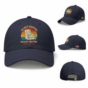 Dad Papa Grandpa Jokes Baseball Cap I'm Not Sleeping I'm Just Resting My Eyes TS10 Baseball Cap Universal Fit Navy Print Your Wear