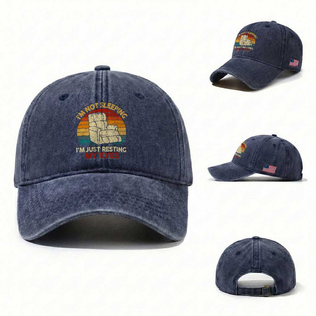 Dad Papa Grandpa Jokes Washed Cotton Baseball Cap I'm Not Sleeping I'm Just Resting My Eyes