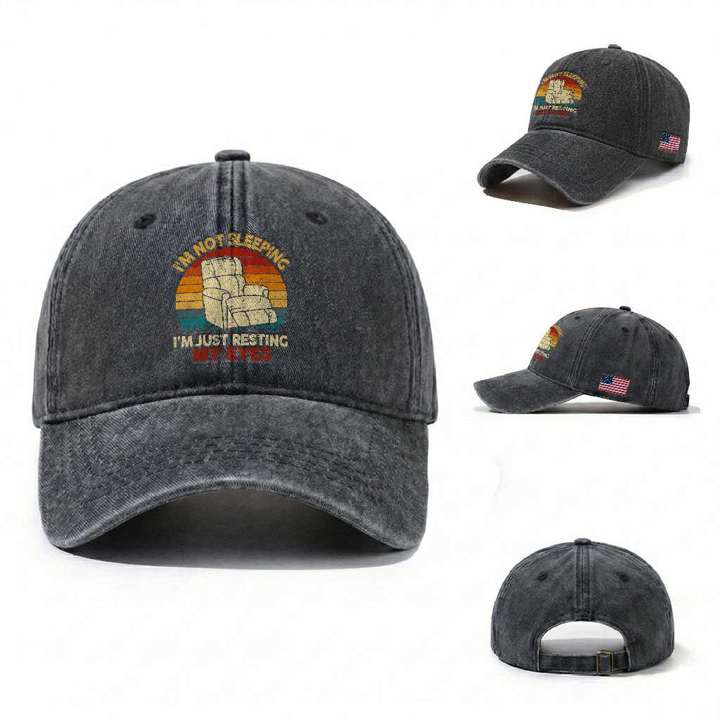 Dad Papa Grandpa Jokes Washed Cotton Baseball Cap I'm Not Sleeping I'm Just Resting My Eyes