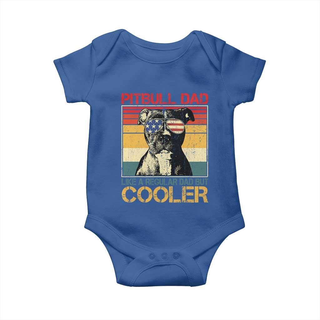 Vintage Pitbull Dad Baby Onesie Like A Regular Dad But Cooler TS10 Royal Blue Print Your Wear