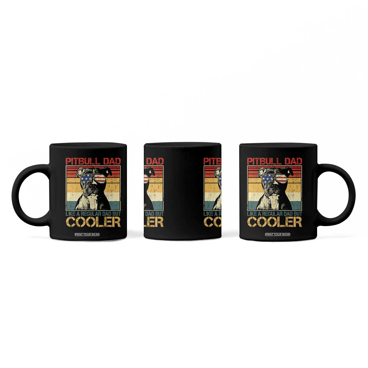 Vintage Pitbull Dad Coffee Mug Like A Regular Dad But Cooler TS10 Print Your Wear