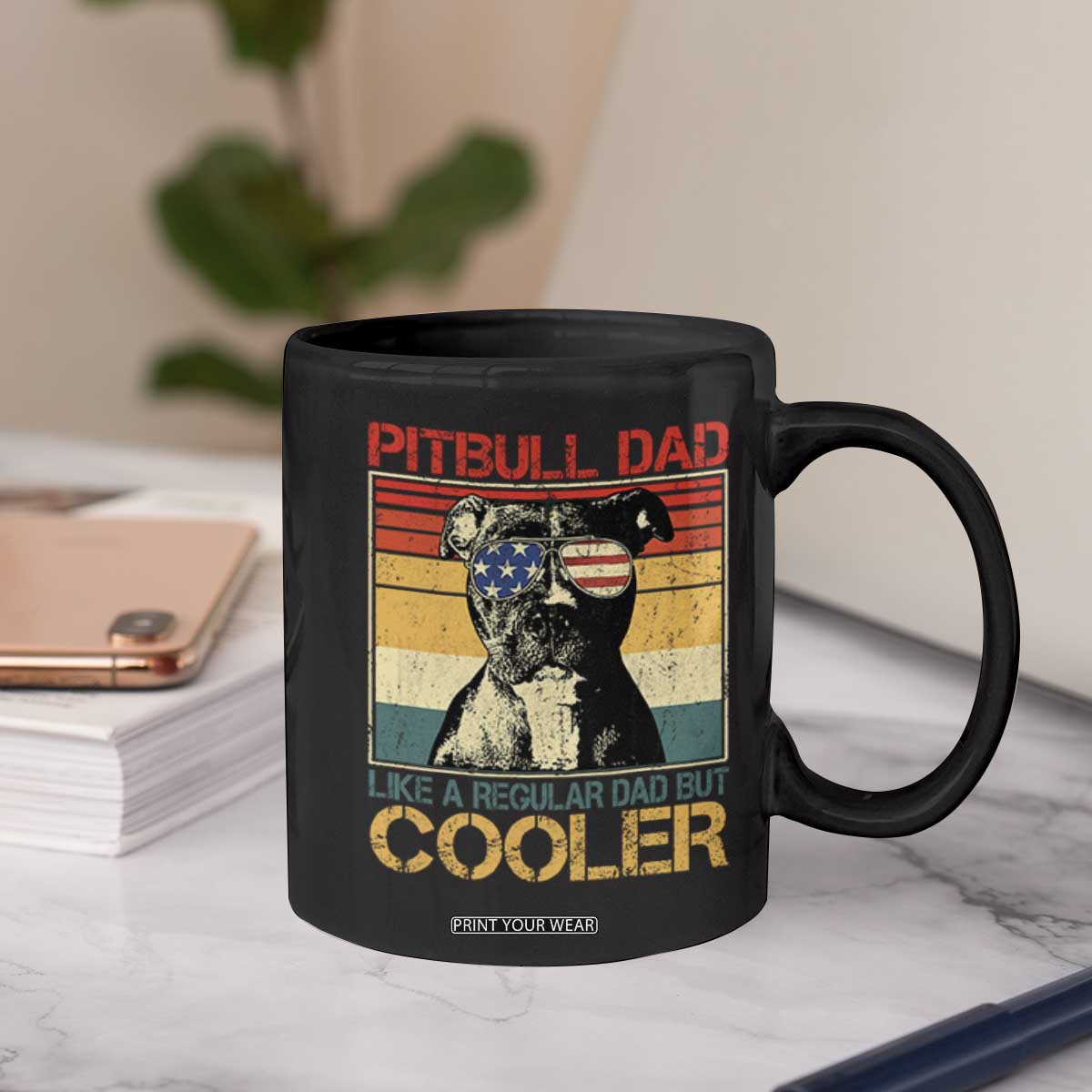 Vintage Pitbull Dad Coffee Mug Like A Regular Dad But Cooler TS10 Print Your Wear