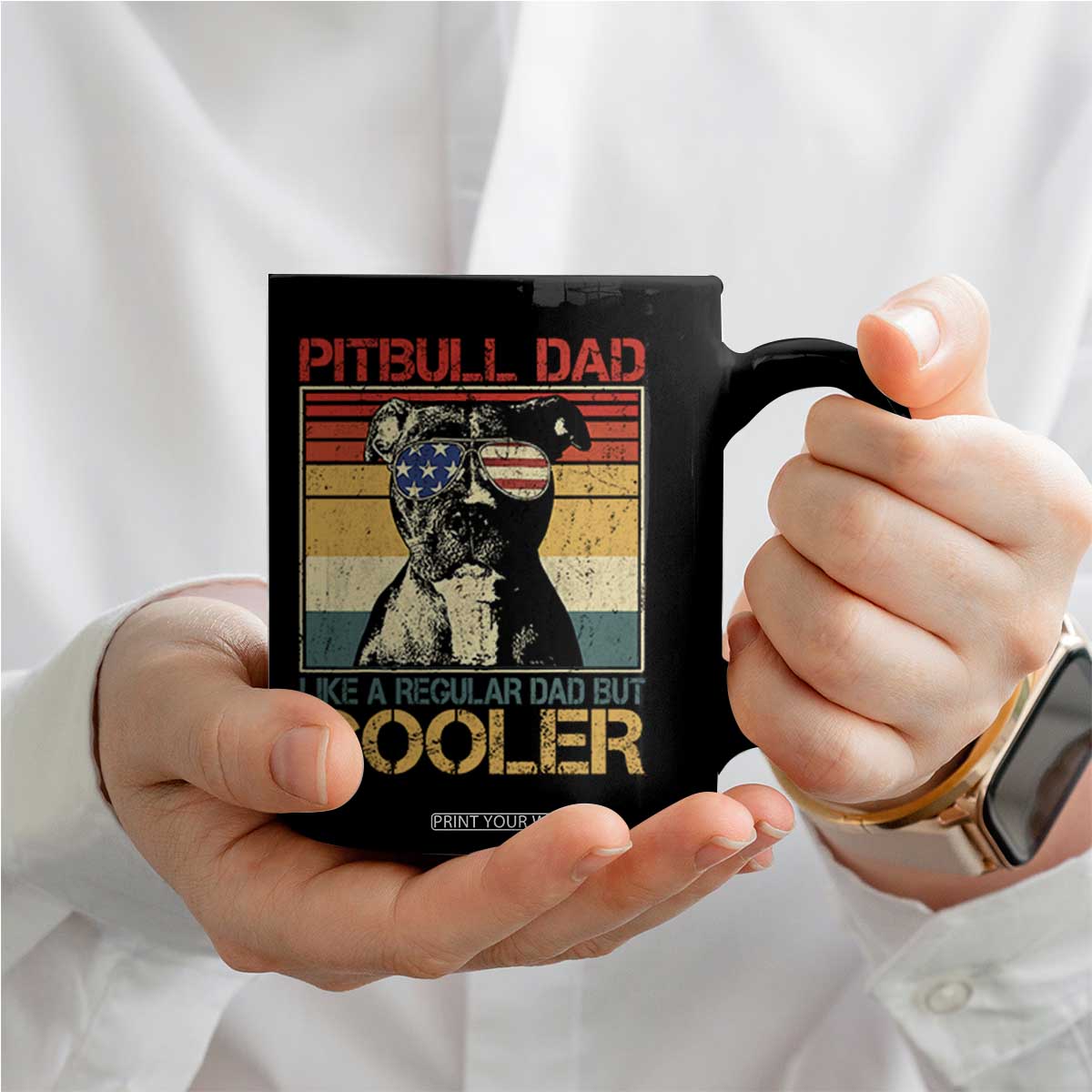 Vintage Pitbull Dad Coffee Mug Like A Regular Dad But Cooler TS10 Print Your Wear